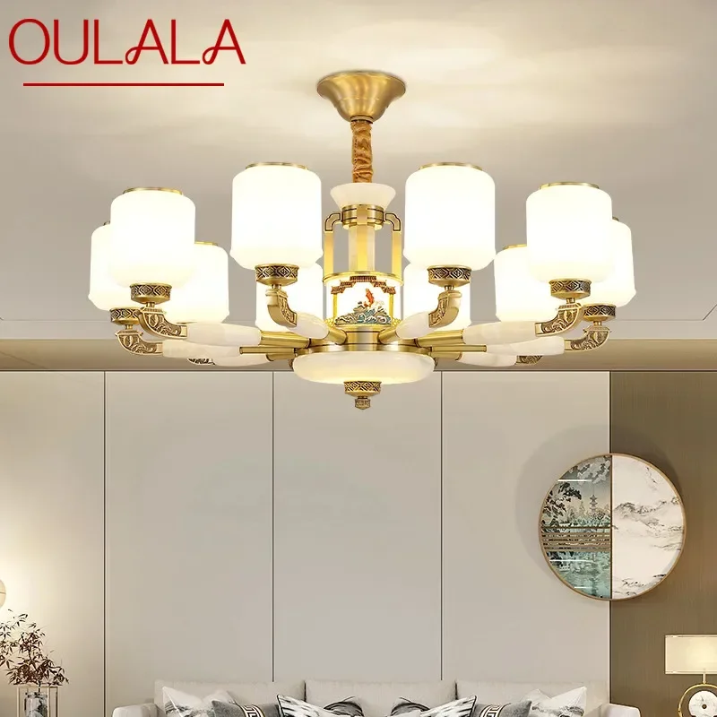 OULALA Contemporary Luxury Brass Pendent Lamp  Chinese style Living Room Dining Room Bedroom Villa Hotel Sample Room Chandelier