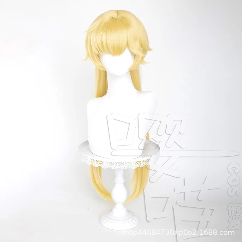 Haak Cosplay Pruik Game Honkai: Star Rail 75CM Goud Hittebestendig Synthetisch Haar Anime Haak Cosplay Pruiken Halloween Mannen Vrouwen Pruik