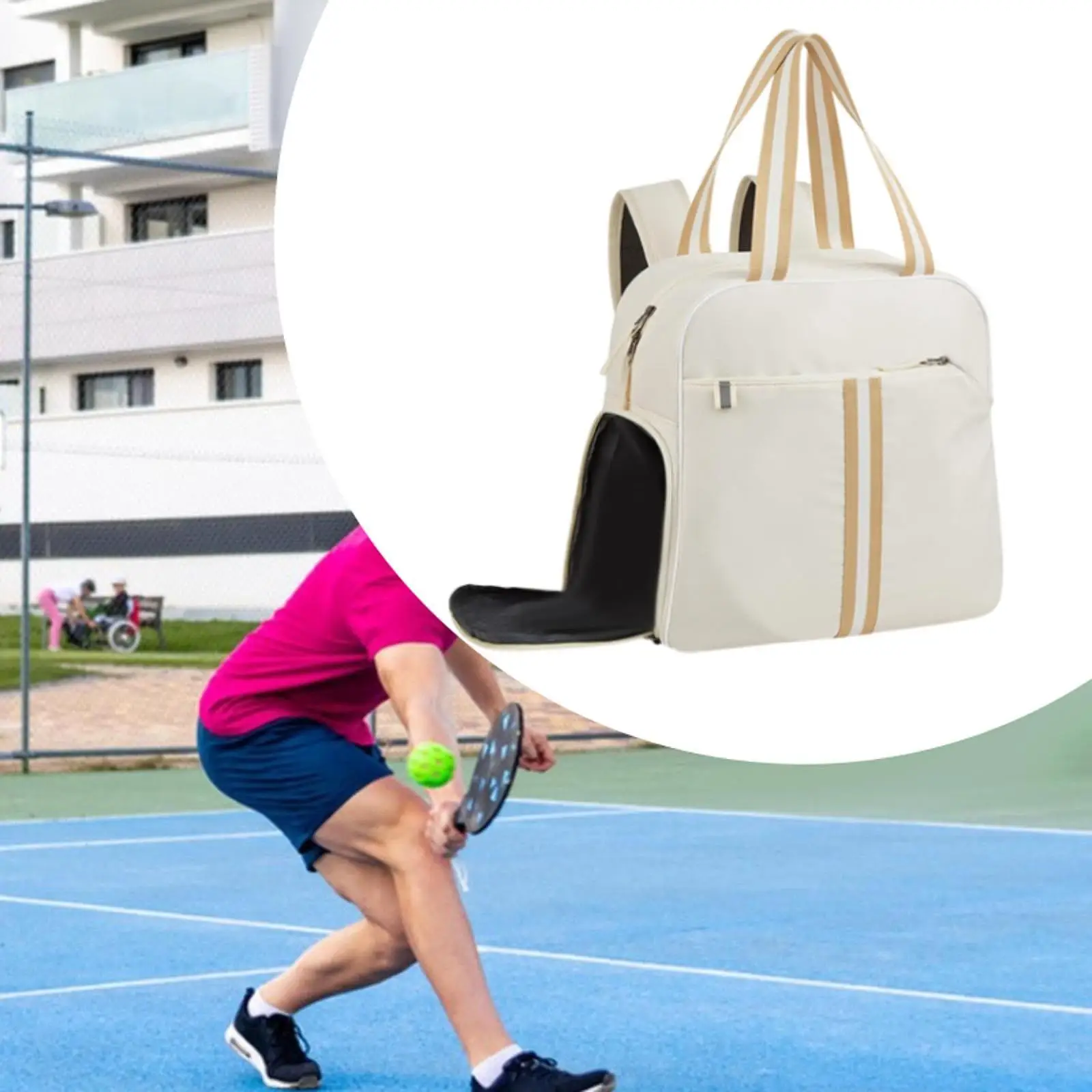 Pickleball Bag Zipper Closure Shoulder Bag Waterproof with Removable Adjustable Strap Outdoor Sport Bag Pickleball Backpack