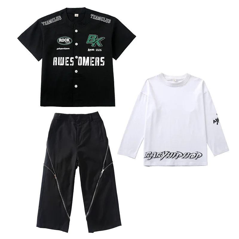 Costume de spectacle de danse de rue américaine pour enfants, ensemble trois pièces personnalisé pour garçons, Costume de piste de scène de danse Jazz pour filles