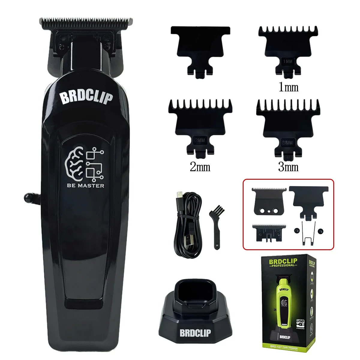 BRDCLIP Professioneller elektrischer Haarschneider BRD 107 Haarschneider für Männer 8000 U/min mit Basis 2000 mAh Friseur-Schnitzmaschine