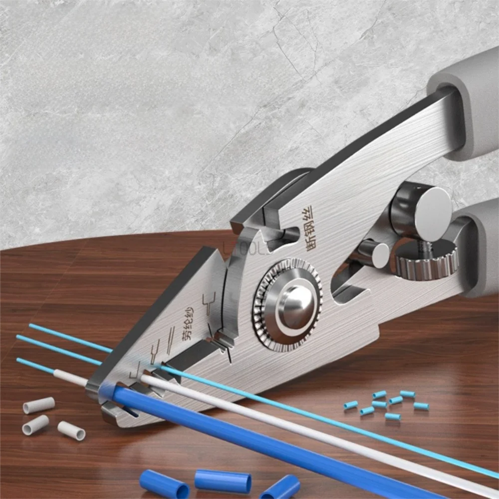 6 Hole Fiber Optic Stripping Pliers Quick Peeling Forceps Pliers Ergonomic Stainless Steel Multifunctional Hand Tools