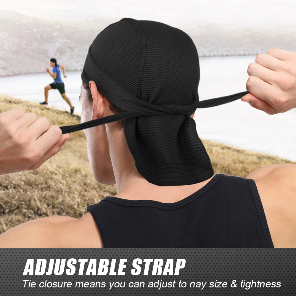 Bandana Doo Stracci ad asciugatura rapida Berretti estivi Traspiranti Ciclismo Sport Corsa Fodera per casco Berretti Durags Cappello da pirata Avvolgere la testa da uomo