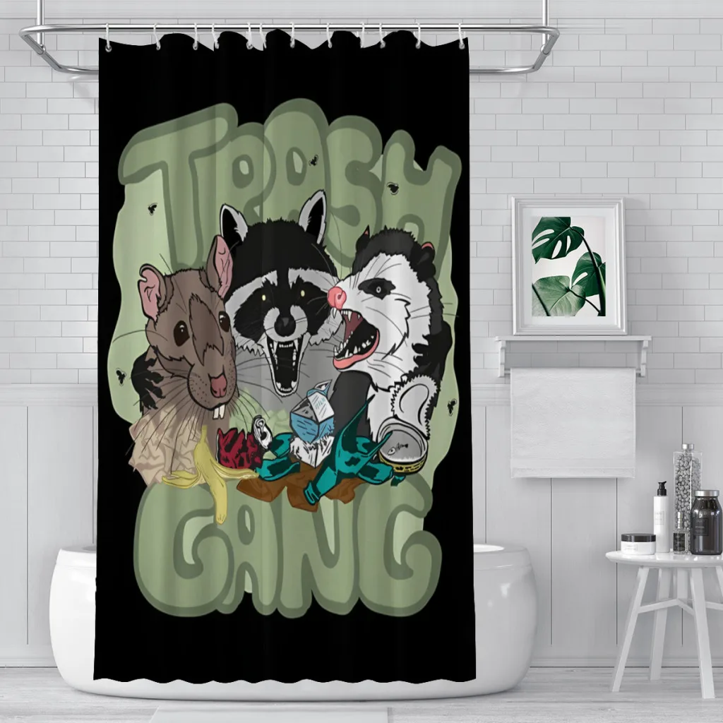 Rat Opossum Team Trash Garbage Gangsters Bathroom Shower Curtains Raccoon Waterproof Partition Curtain Home Decor Accessories