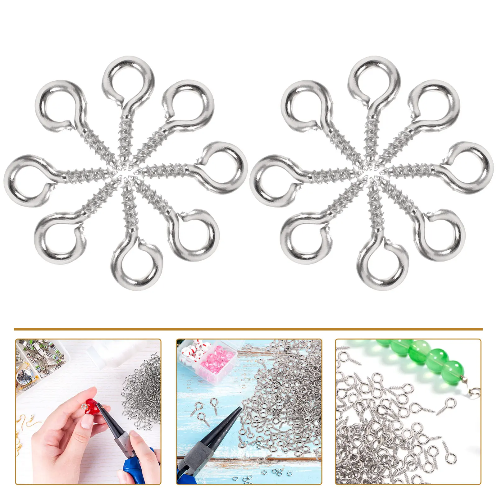 500 mini-œillets à vis pour accessoires de bijouterie, idéaux pour le bricolage, la suspension de photos, les sculptures en argile, les projets scientifiques, les dioramas et l'école