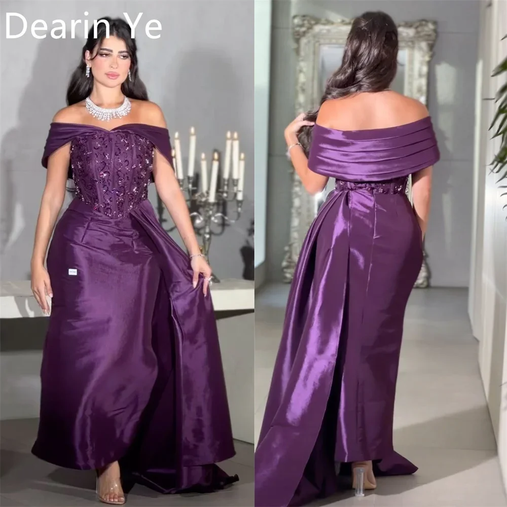 

Customized Saudi Arabia Dearin Off-the-shoulder Column Floor Length Skirts Vertically Bespoke Occasion Dresses Evening Dress Pro