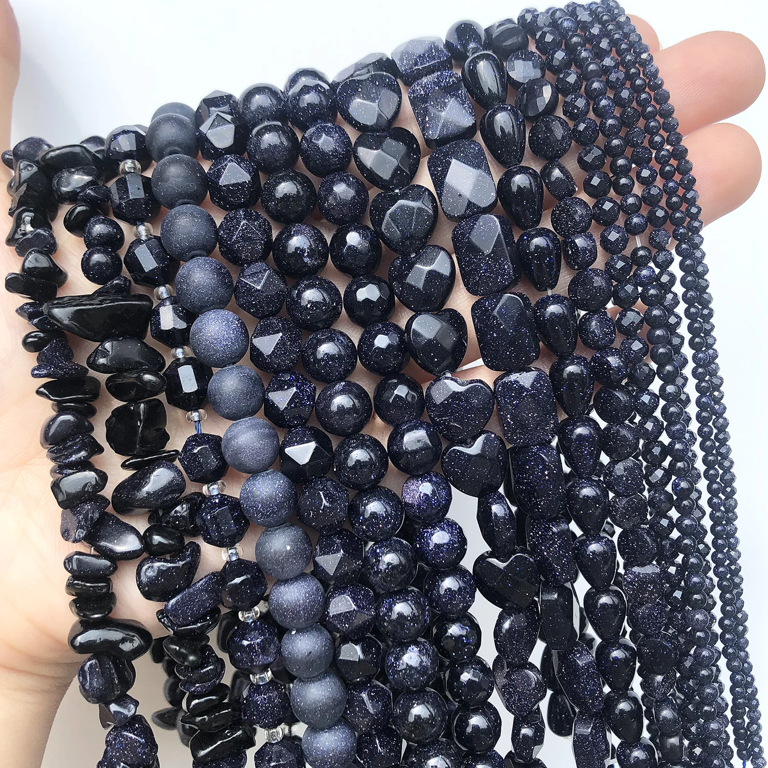 Natural Blue Sand Stone Beads Irregular Drop Square Faceted Round Loose Spacer Beads for DIY Jewelry Making Bracelet Handmade