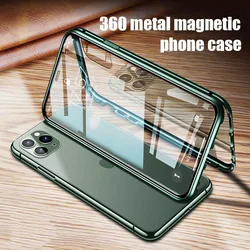 360 Metal Magnetic Case For iPhone 16 15 11 12 13 14 Pro Max Cases For iPhone X XR XS MAX 7 8 6 6S Plus SE 2020 Cover Coque