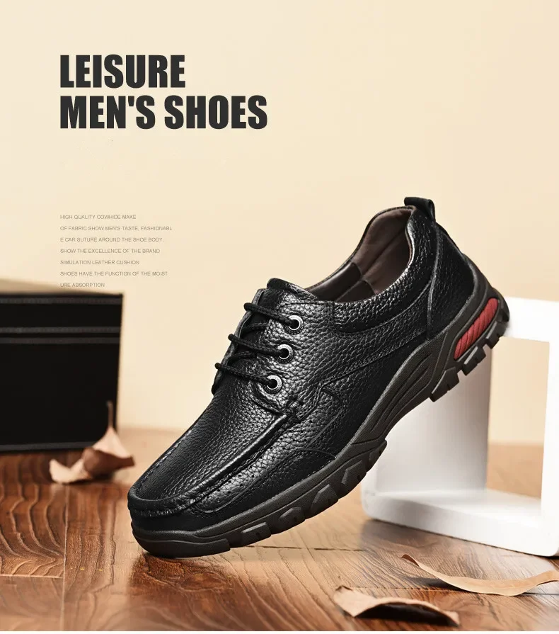 Zapatos planos de piel auténtica para hombre, mocasines informales, hechos a mano, talla grande 38-48