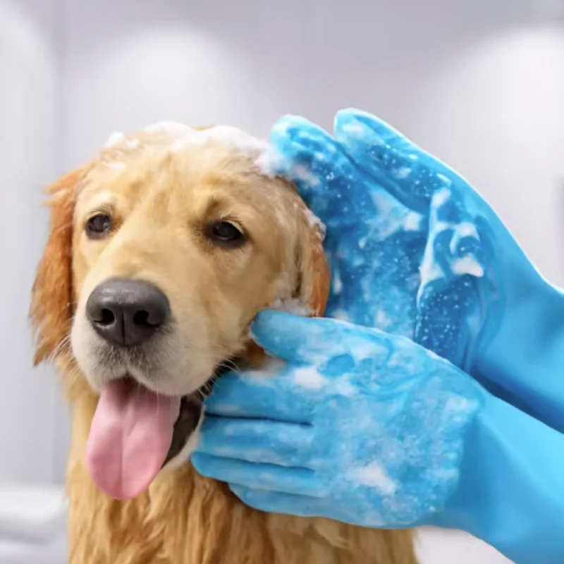 Tierpflege-Reinigungshandschuhe für Hunde und Katzen, Bade- und Shampoo-Handschuh, Magischer Spülschwamm, Silikon-Haarentfernungshandschuh