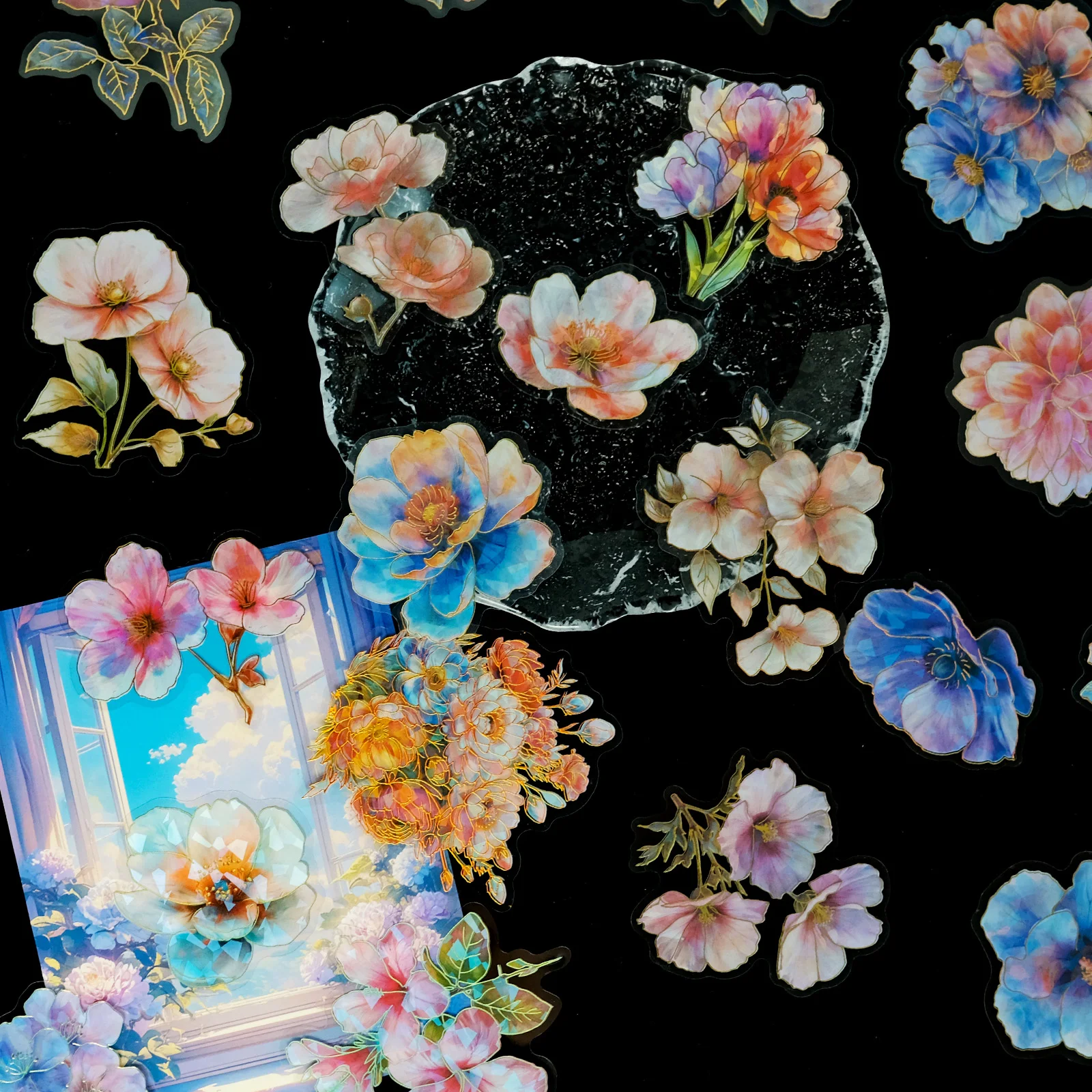 30 teile/paket heißes Stempeln Blumen aufkleber für Sammelalbum Junk Journal Laptops, schöne Pflanze DIY Dekor Aufkleber Aufkleber