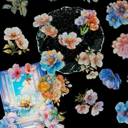 30pcs/pack Hot Stamping Flower Stickers for Scrapbook Junk Journal Laptops,Beautiful Plant DIY Decor Decals Sticker
