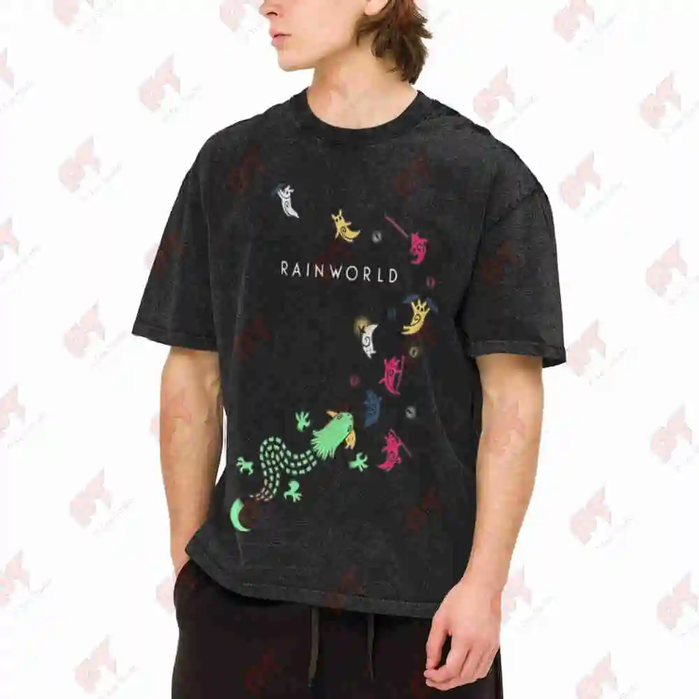 Rain World Frog Toad Salamander Vintage Washed Tee Pure Cotton T-Shirt