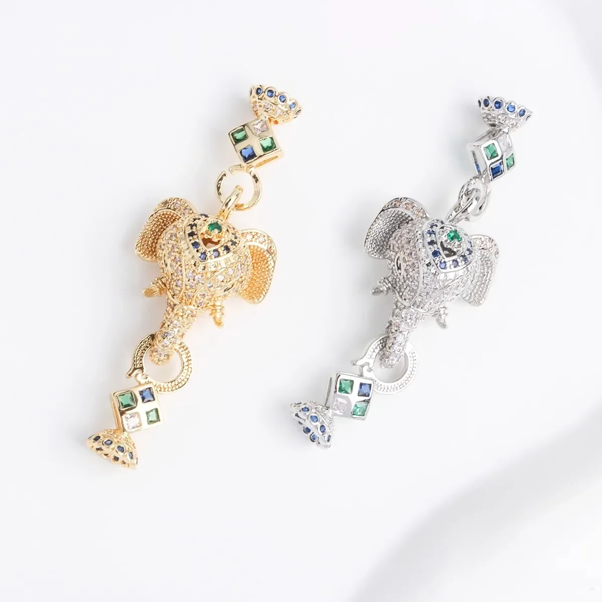 

18K Gold-plated Zircon Light Luxury Elephant Connection Buckle Pendant Buckle Necklace Bracelet Universal Buckle DIY Accessories