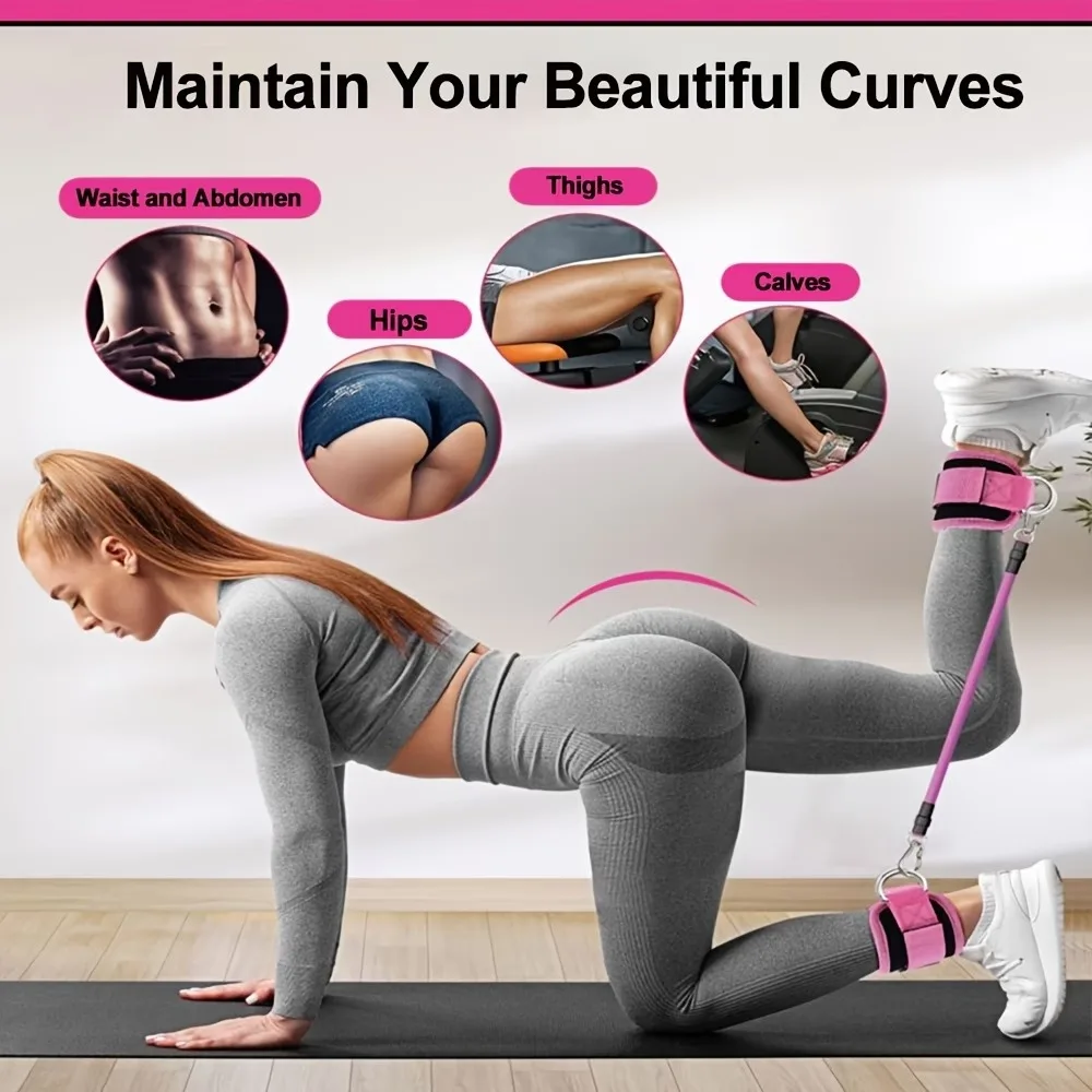 6pcs Ankle Resistance Band Set with Tension Levels,Featuring Adjustable Ankle Straps for Yoga and Fitness,Leg and Hip Exercises