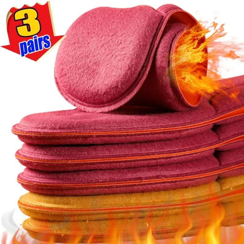 

2/6pcs for Women Winter Fur Self Heating Insoles Men Foot Thermal Thicken Insole Memory Foam Shoe Pads Warm Sports Shoes Inserts