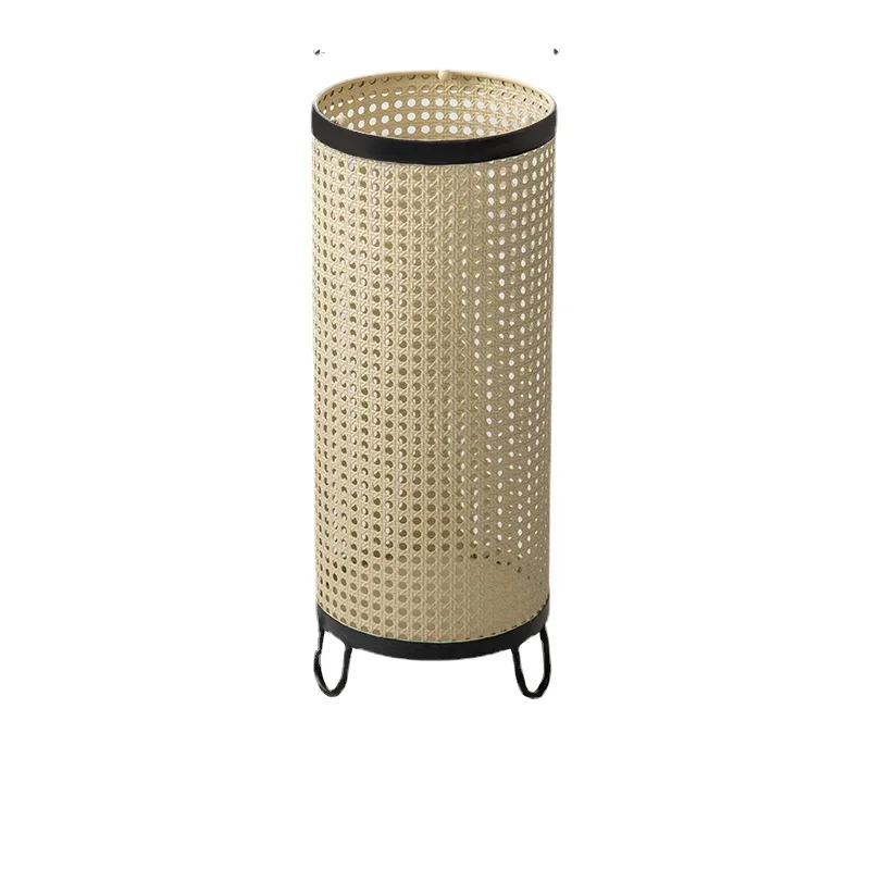 

Nordic Imitation Rattan Parasol Holder Metal Hollow Out Umbrella Stand Bottom Drain Cane Holder Versatile Scenes Storage Rack