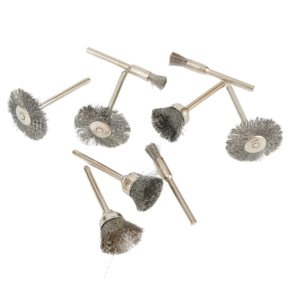 

9pcs Steel Wire Brush Rotary Tool Electric Drill Bit Polishing Grinding Wheel T-shaped Brush Accessories