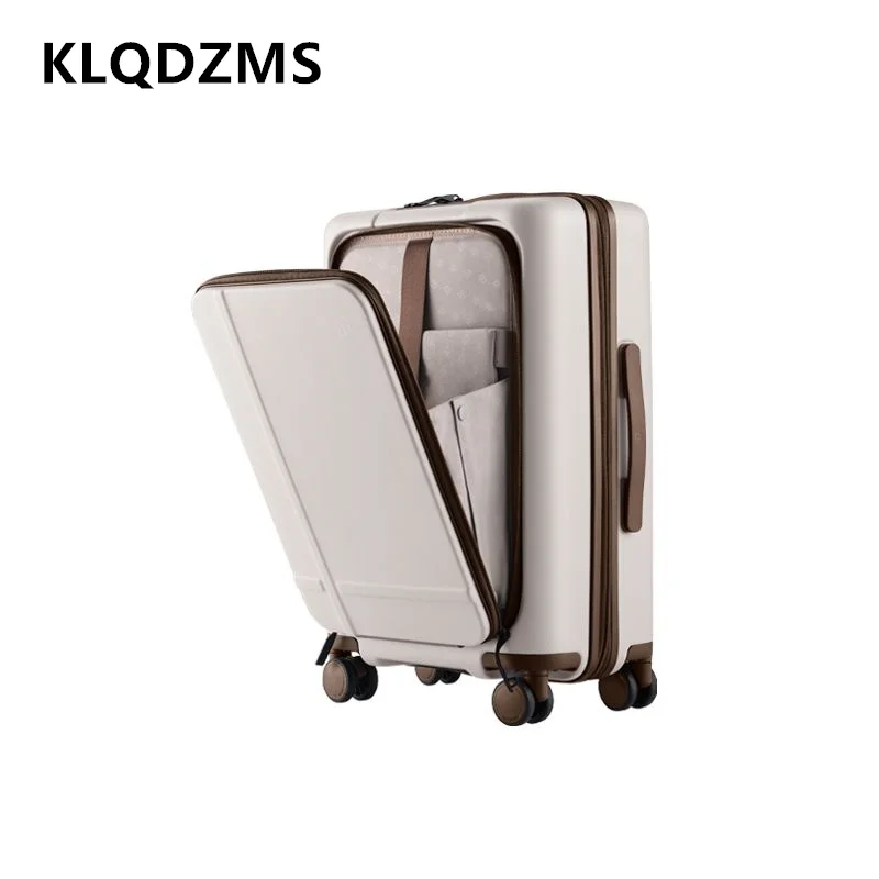 

KLQDZMS USB Charging Suitcase Front Opening Boarding Case Laptop Trolley Case 20"25 Inch Password Box Carry on Travel Luggage