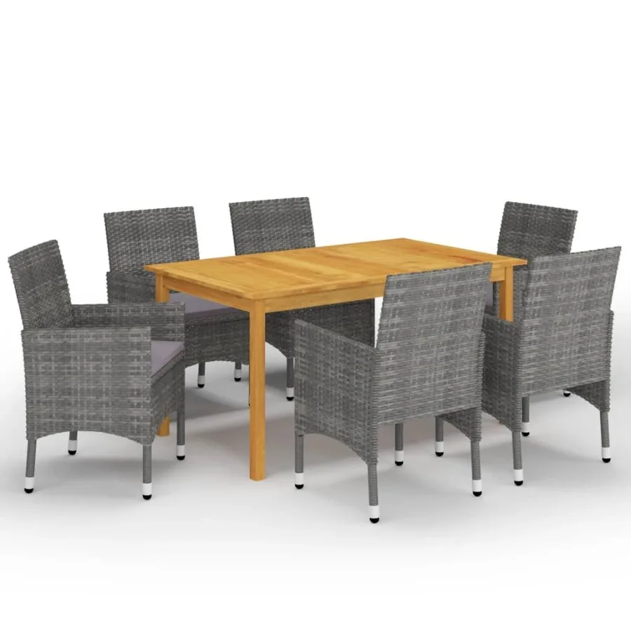 

7 Piece Patio Dining Set Gray