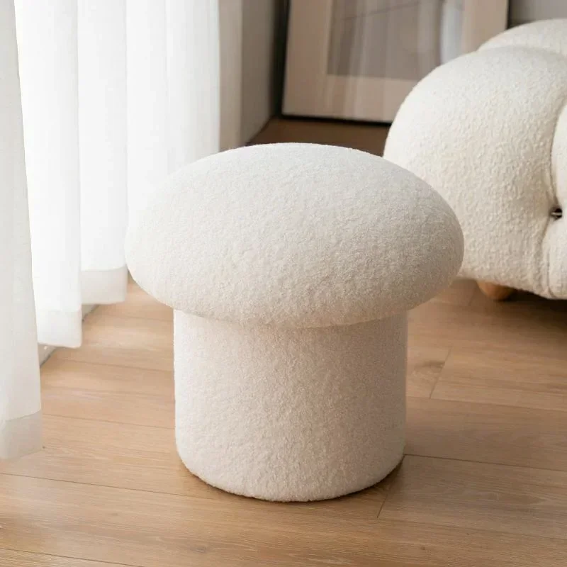 Nordic Ottomans Lovely Mushroom Fabric Art Makeup Stool Creativity Bedroom Step Round Stools Bedroom Furniture Foot Stool Pouf