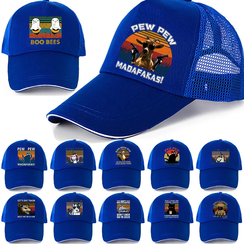 Fashion Pew Pattern Baseball Caps Men Women Quick Dry Snapback Hats Summer Hip Hop Breathable Mesh Sun Hats Unisex Cap