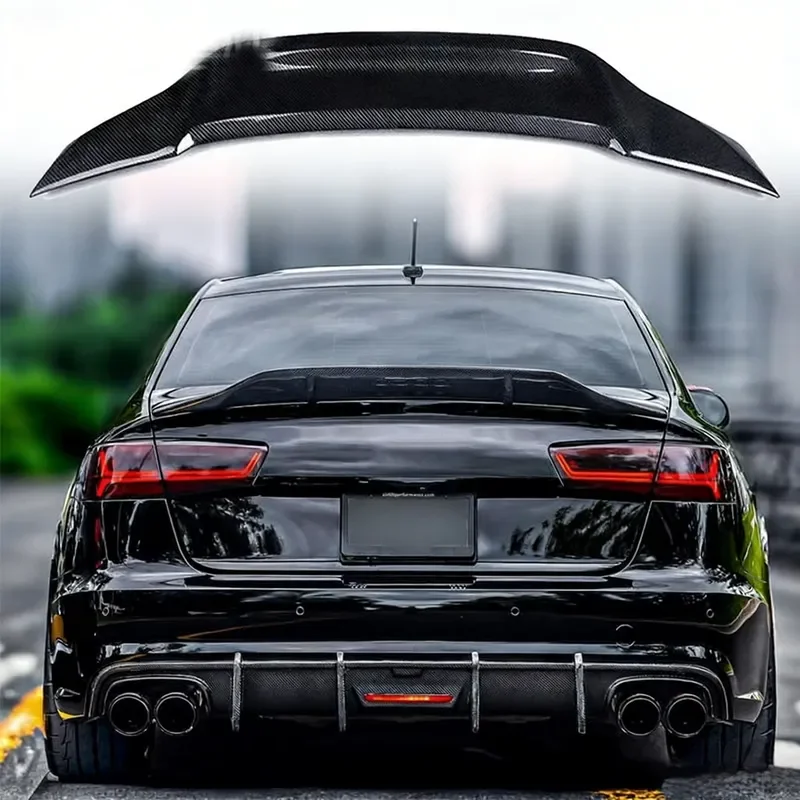 Factory Price Carbon Fiber R Type Rear Spoiler for Audi A6 S6 C7 2012-2018 Trunk Wing Lip
