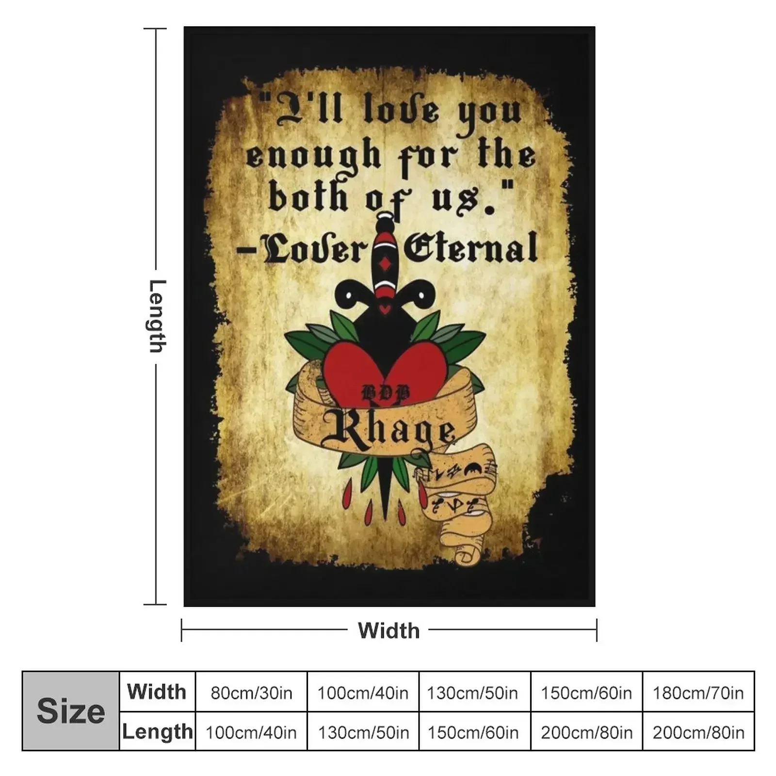 black dagger brotherhood Rhage quote Lover Eternal Throw Blanket Beach Winter beds Luxury Bed Fashionable Blankets