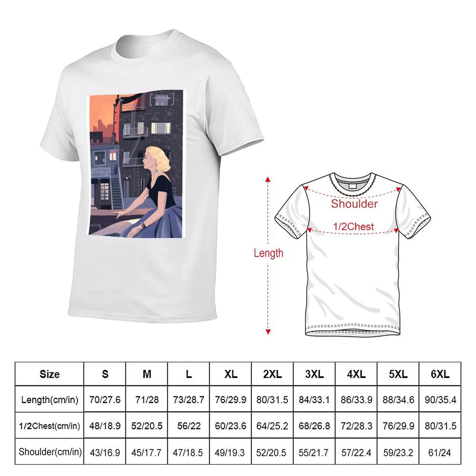 Rear Window - Pencil illustration Hitchcock fan art T-Shirt plus sizes tees Men's cotton t-shirt