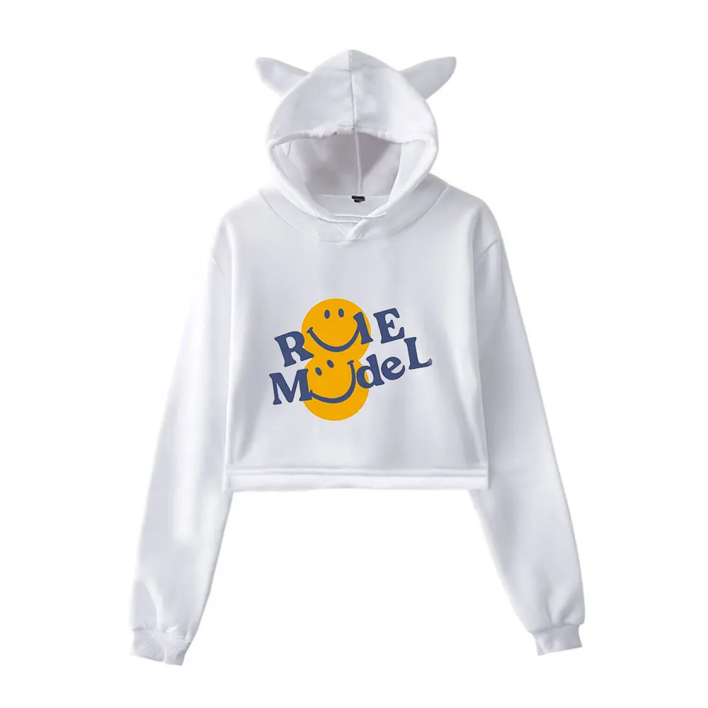 Role Model Merch Vintage 90s Streetwear logo Hoodie Hoodies Sweatshirts for Girls Cat Ear Crop Fashion Sports Pullover