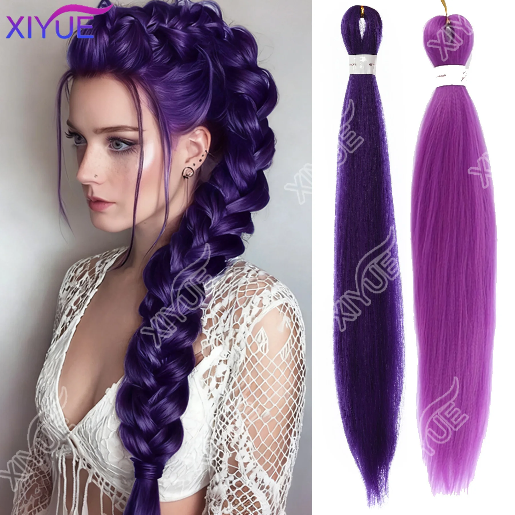 

XIYUE Long Purple Braiding Hair for Women Hair Extension Synthetic Braiding hair Extensions for Braids, Purple Hair Extensions
