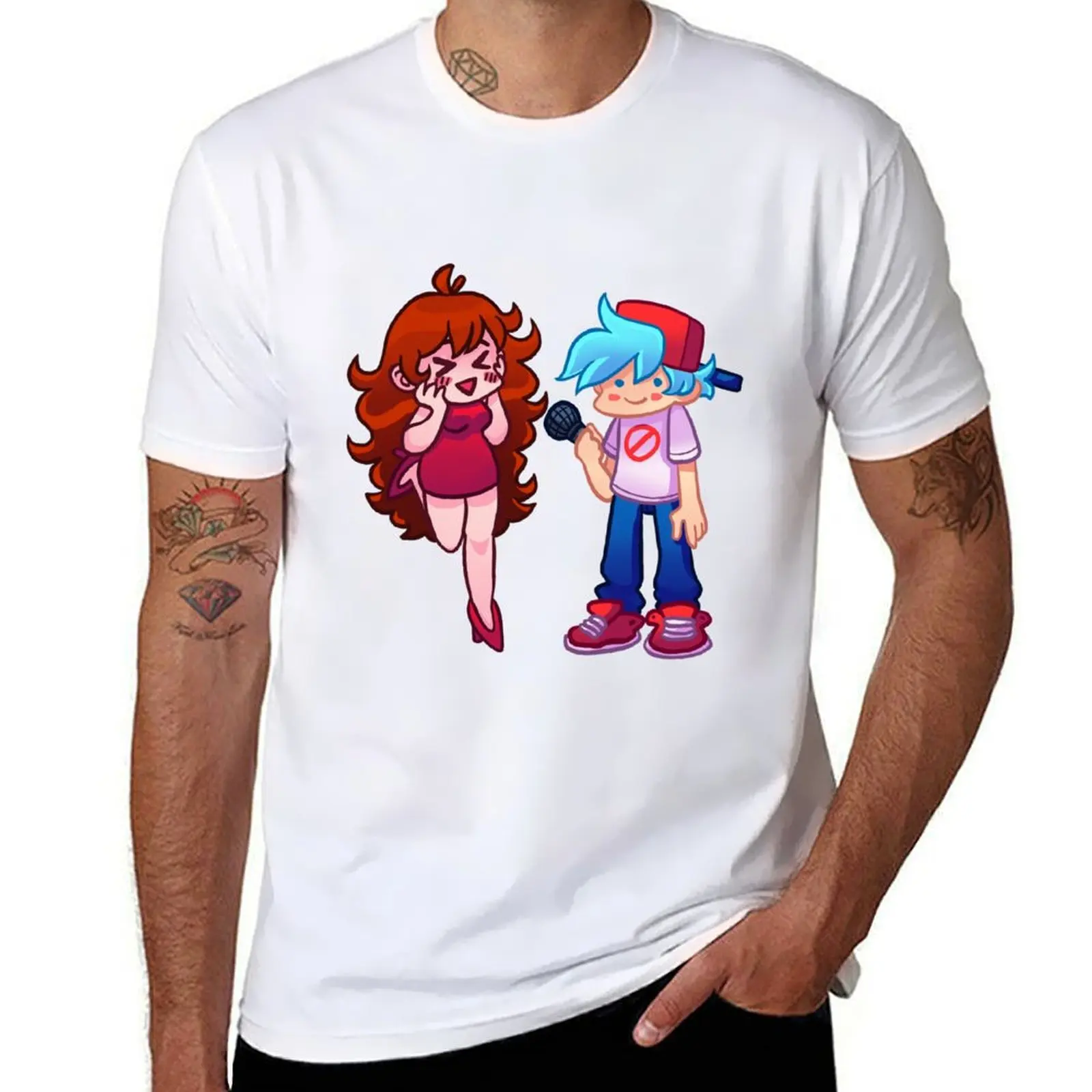 

Boyfriend and Girlfriend Friday Night Funkin T-Shirt Short sleeve tee plain T-shirt men