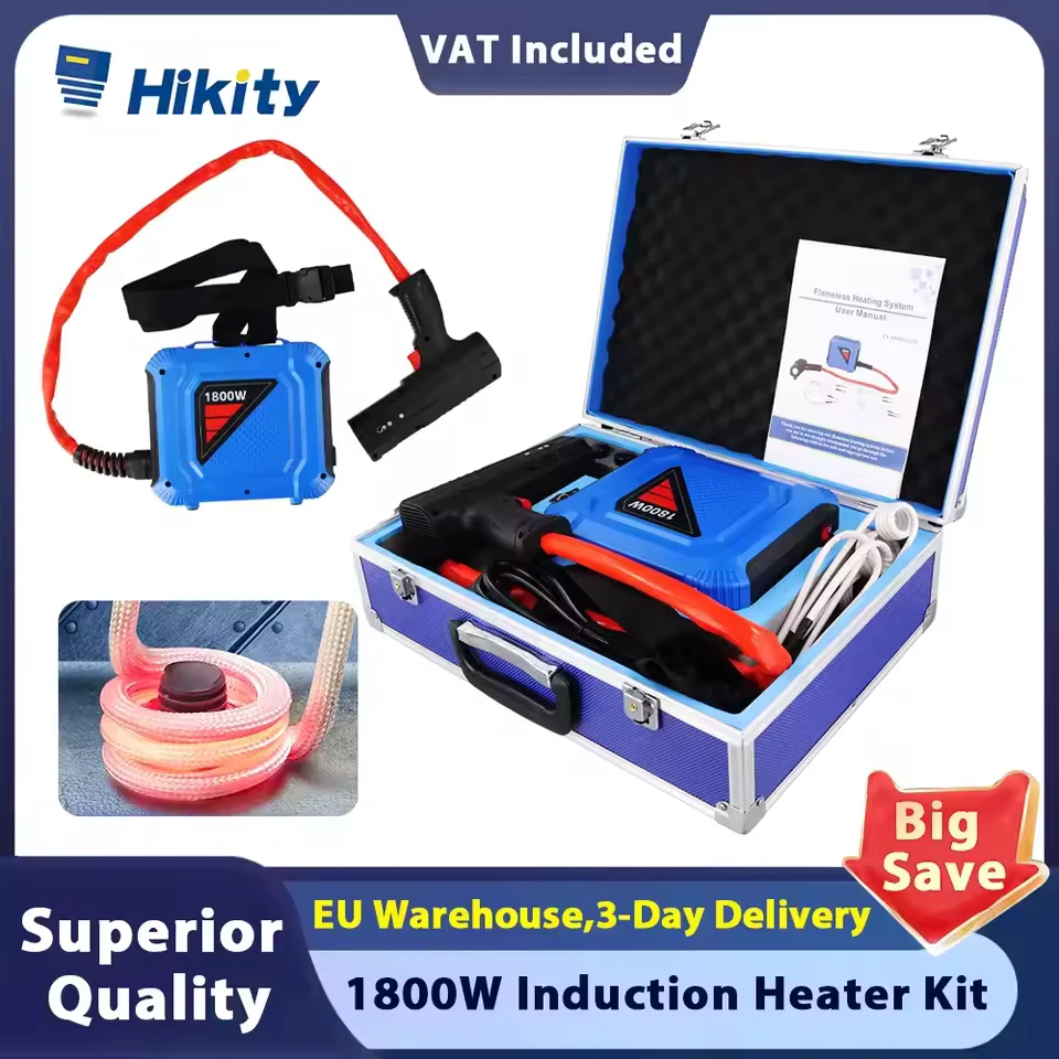 Hikity 1800 W magnetische Induktionsheizung, handgehaltenes flammenloses Induktions-Bolzenheizungswerkzeug für Autoreparatur, Bolzenentferner-Werkzeuge mit Box