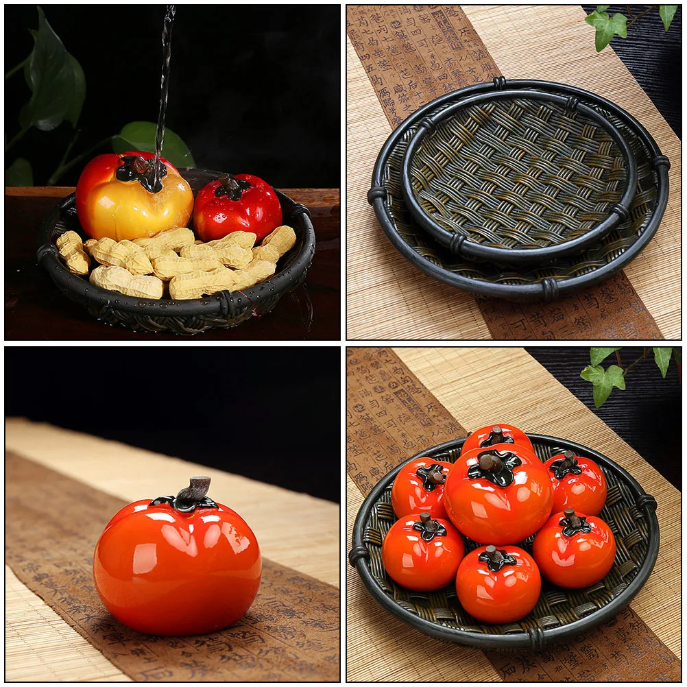

1Set Persimmon Tea Pet Resin Ornament Change Color Desktop Decor Creative Gift Tea Pet Persimmon Change Color Ornaments