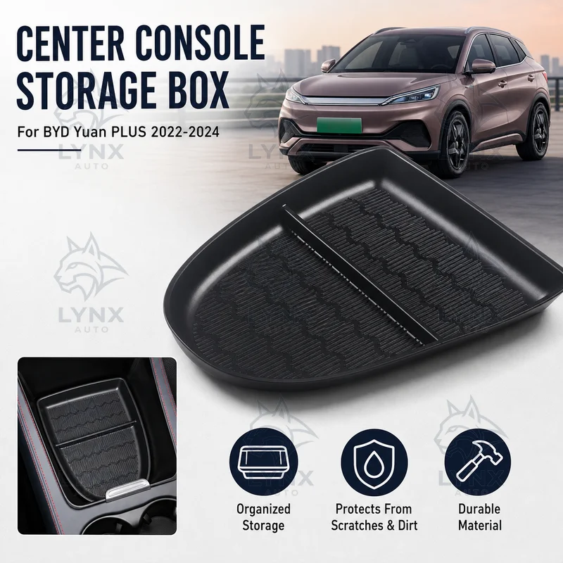 For BYD Yuan PLUS 2022-2024 Center Console Storage Box Car Organizer Accessories Modification Parts Vehicle Supplies
