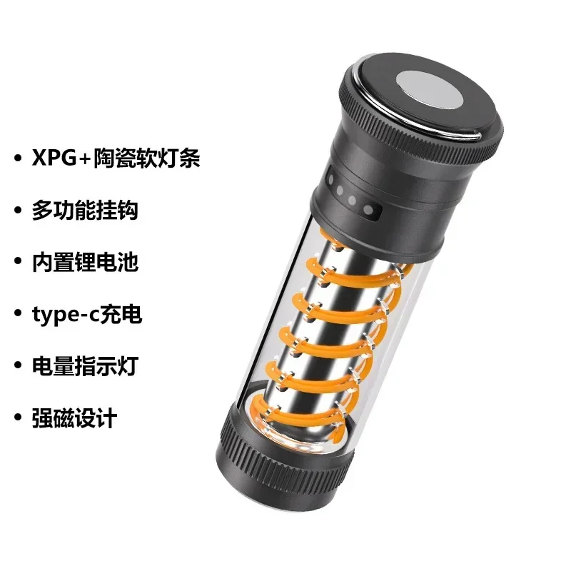 New Outdoor Multifunctional Camping Light High Capacity Double Spiral Atmosphere Illumination Flashlight mini flashlight