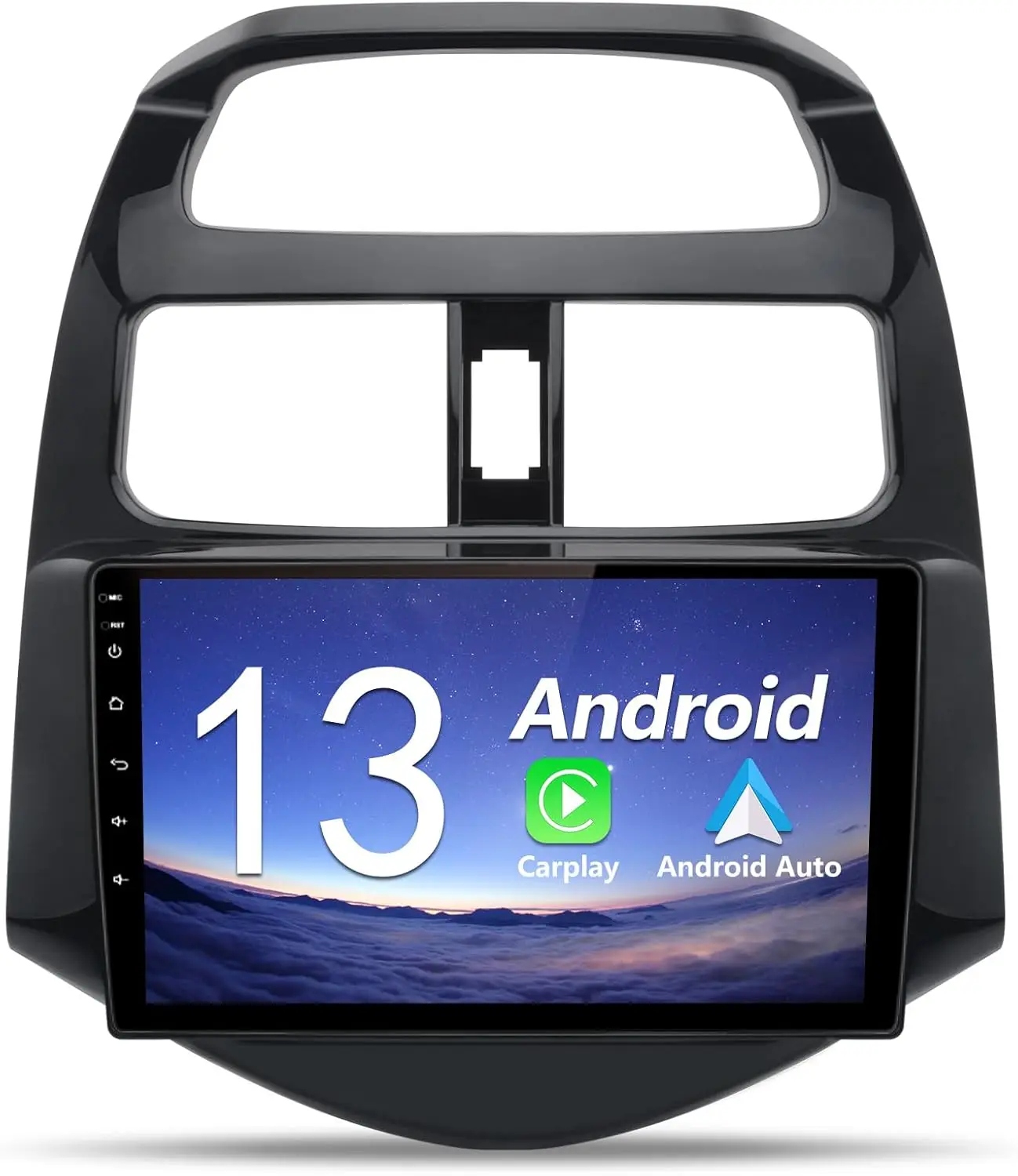 Android 13 Autoradio für Chevy Spark 2013–2015, 9 Zoll Touchscreen mit CarPlay/Android Auto, GPS, WLAN, Bluetooth, FM RDS, AM, DSP