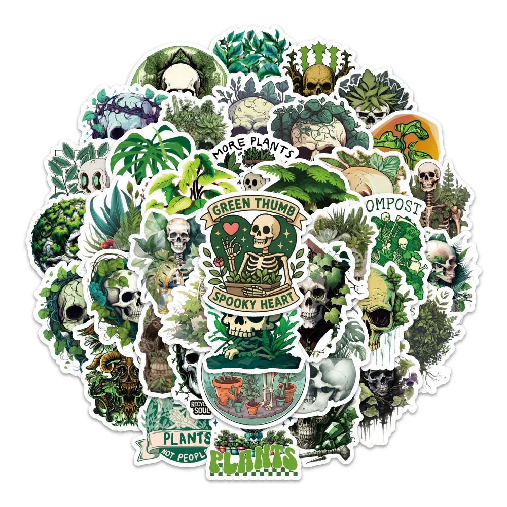

54PCS Gothic Green Plants Cartoon Sticker DIY Decoration Waterproof Skateboard Notebook Graffiti Toy