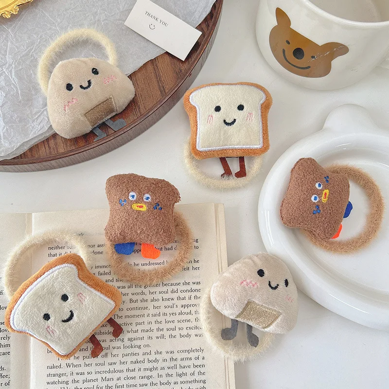 1pc Cartoon Rice and vegetable roll Bread Hair Rope Ball Head Tie Hair Rope Cute Rubber Band Hair Band Headwear