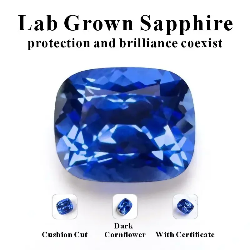 

Сапфировая подушка, выращенная в лаборатории, темный василек, 10x12 мм, 7,6-8 карат, драгоценный камень VVS1 для изготовления ювелирных изделий своими руками с сертификатом AGL