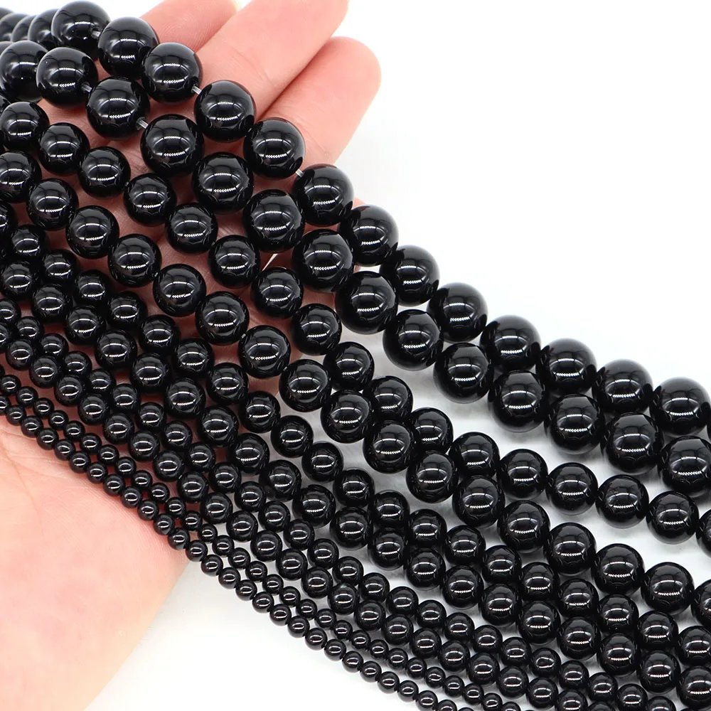 4/6/8/10/12/14mm Black Onyx Beads Natural Stone Healing Crystal Round Loose Agate Bead for Jewelry Making DIY Bracelet Accessory