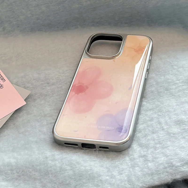 

Spring Ins Watercolor Flowers Suitable for 16 Apple 17 Pro Max Phone Case iPhone 14 Drop Glue 13 Huawei 15