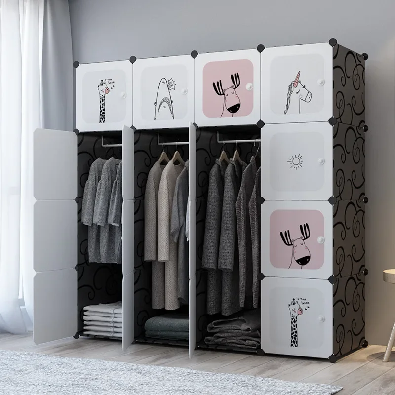 Simple Wardrobe Plastic Assembly Economy Bedroom Furniture Storage Cabinet Storage Wardrobe Children's Wardrobe Free Shippi