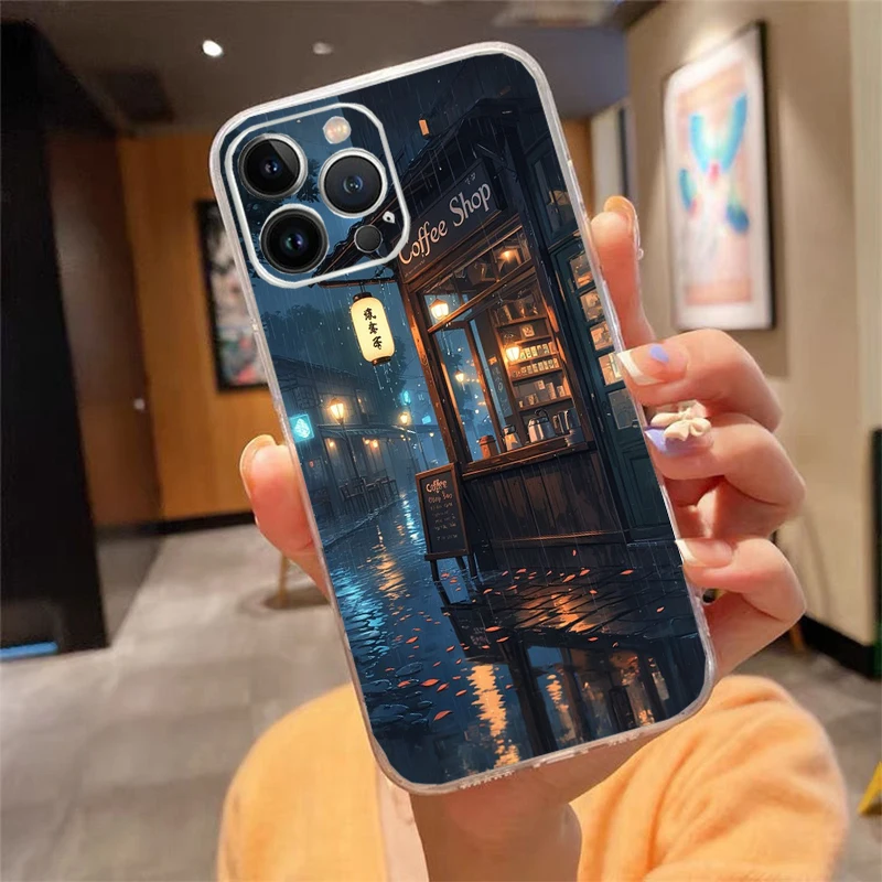 حافظة هاتف Carcasa Funda لهاتف آيفون 17 Pro Max 17 Air 16 15 14 13 Pro Max 15 16 Pro 15 Plus حافظة جمالية لليلة القهوة