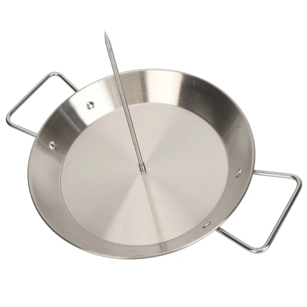 Stainless Steel Vertical Skewer Set Silver Round Pan Al Pastor Skewer Polished Finish Dual Handles Roasting Pan Set Home Kitchen
