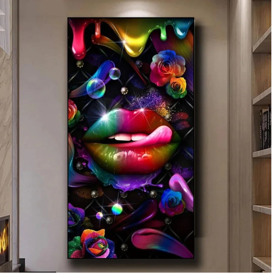 100x200cm Sexy Lips Abstract 5D DIY Diamond Painting Picture Of Rhinestones Full Square Cross Stitch Kits Mosaic Home Decoration