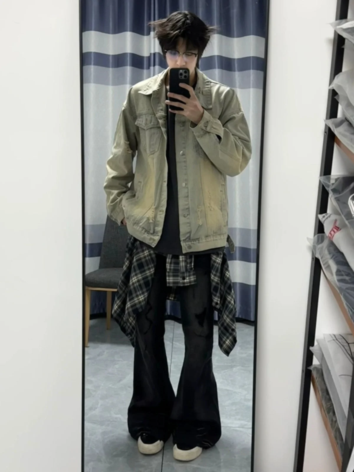 

Винтажная мужская джинсовая куртка Waed: стильная и модная, для пар, уличный стиль, с коротким и длинным рукавом, на все сезоны