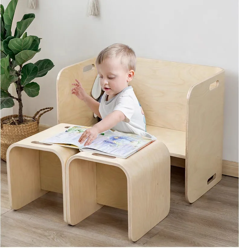 

#Modern One-Piece Solid Wood Children's Desks and Chairs Set Safe for School Bedroom or Living Room Use