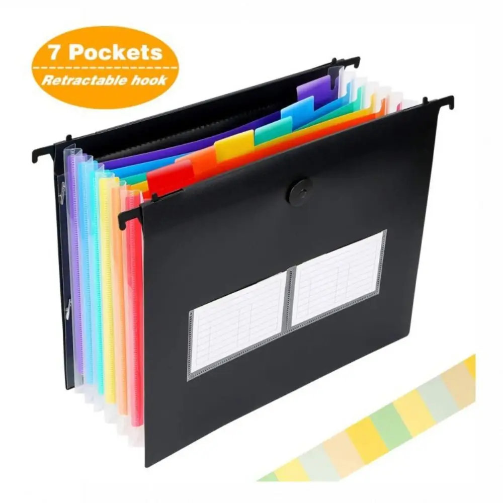 Durable Transparent Envelopes Multi Page Document Holder Storage Bag Hanging File Folders With Multi-Color Tabs Office Supplies