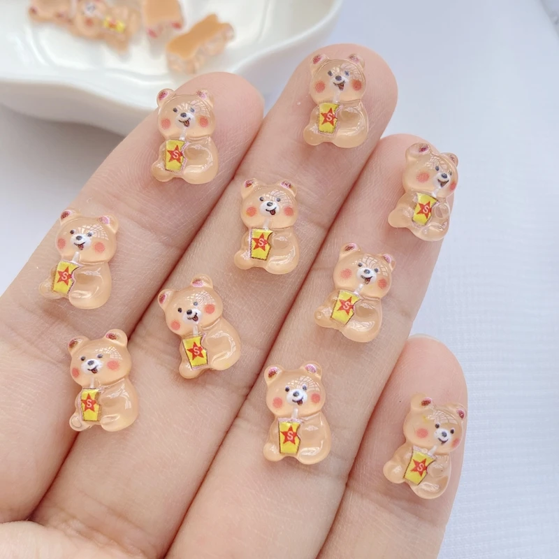 50Pcs New Cute Mini Resin Little Bear Series Flatback Ornament Jewelry Making Manicure Hairwear Accessories
